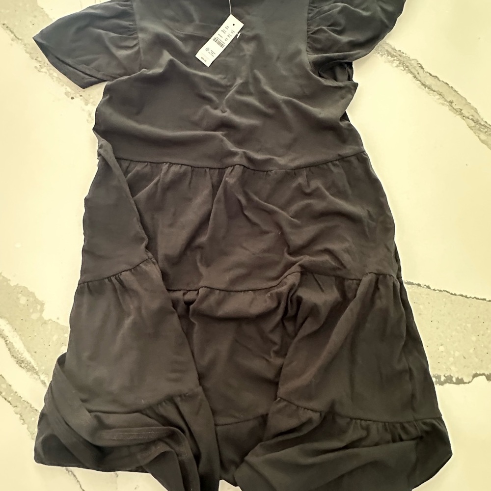 NWT J. Crew Black 100% Cotton fluttersleeve A Line Dress (XS)